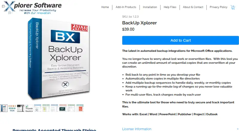BackUp Xplorer's own site