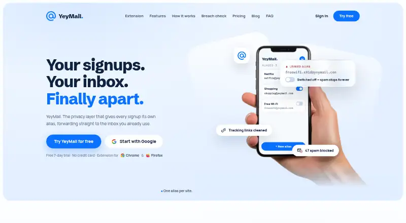 YeyMail's own site