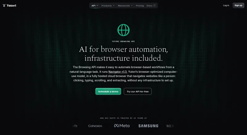 Yutori Browsing API's own site