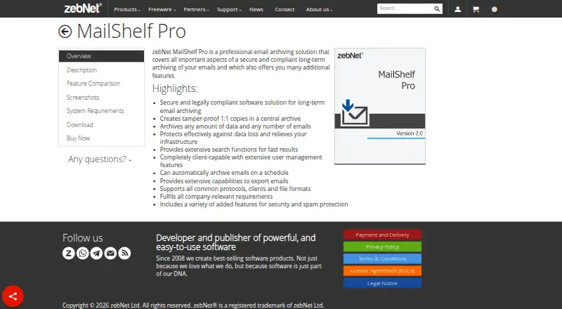 MailShelf Pro's own site
