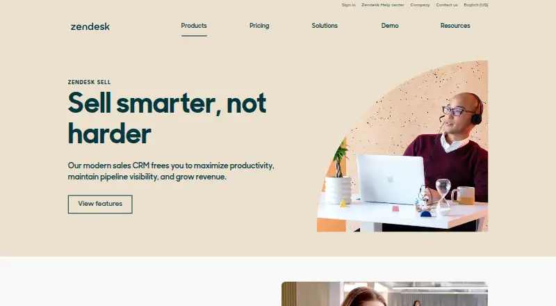 Zendesk Sell's own site