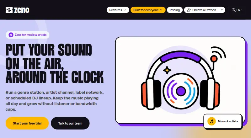 Zeno.FM's own site