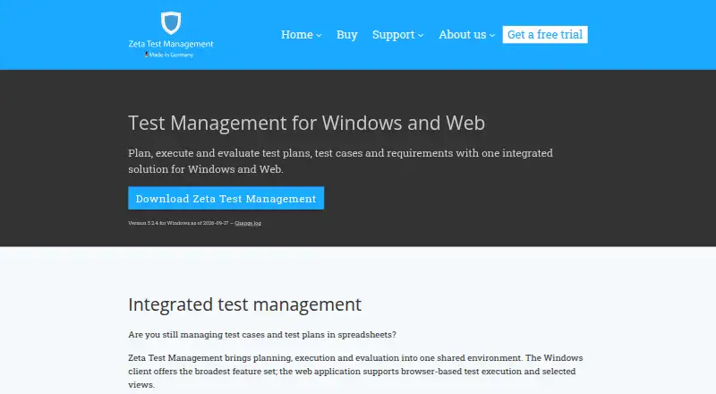 Zeta Test Management's own site
