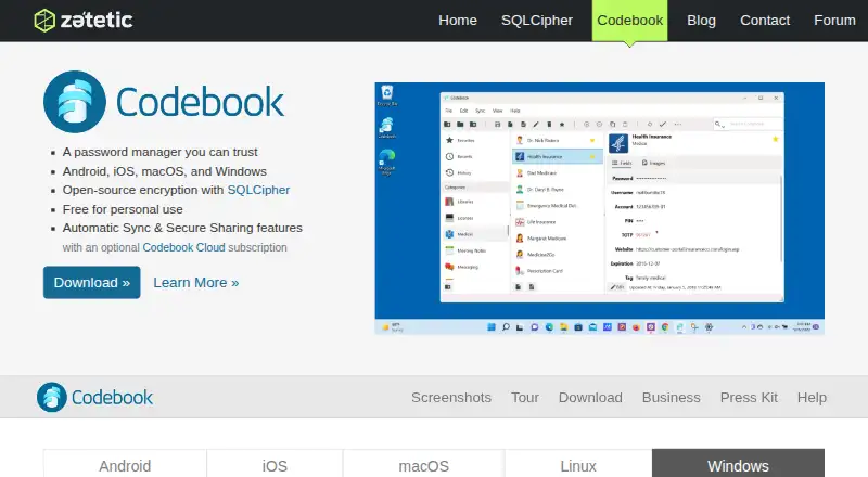 Codebook's own site