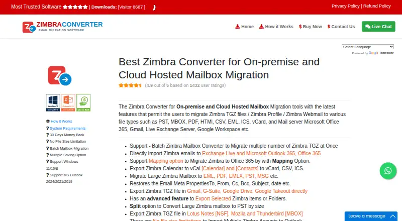 Zimbra Converter's own site