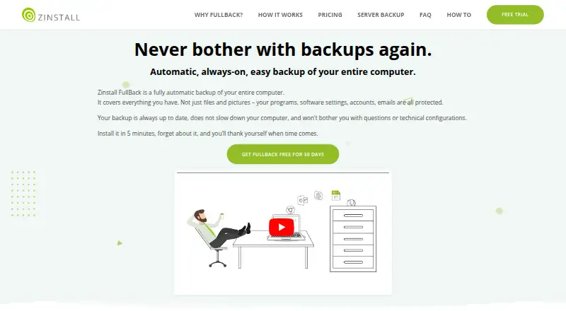 Zinstall FullBack's own site