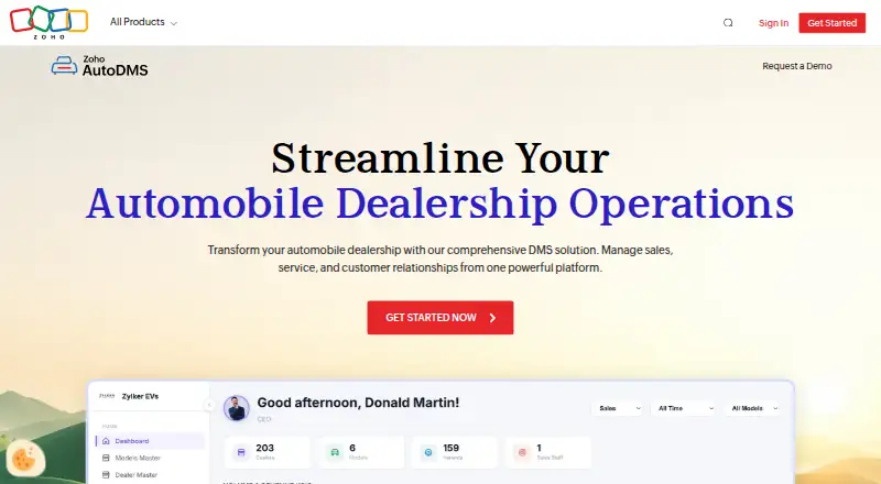 Zoho AutoDMS's own site