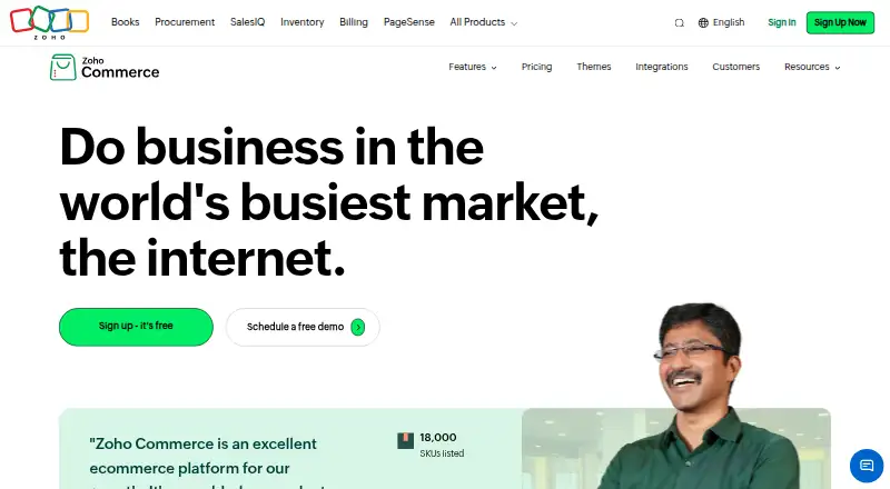 Zoho Commerce's own site