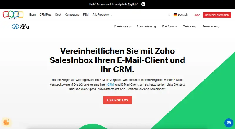 Zoho SalesInbox's own site