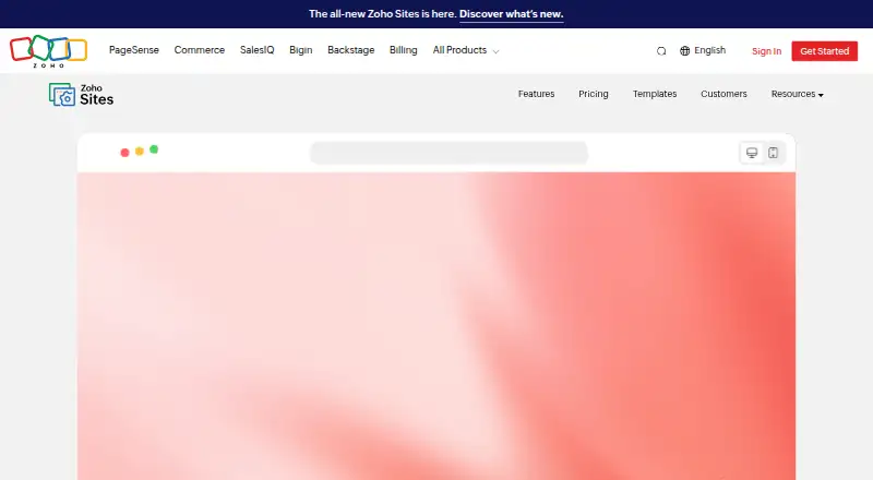 Zoho Sites's own site
