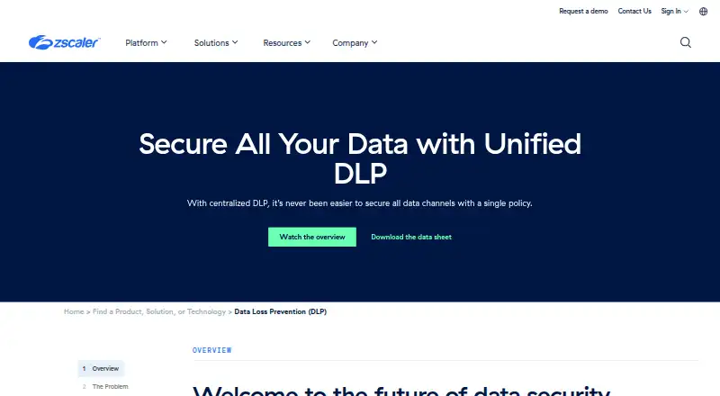 Zscaler Data Loss Prevention's own site