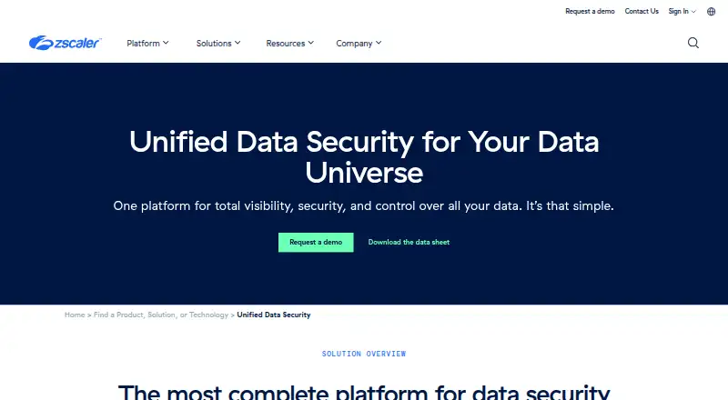Zscaler Data Security's own site