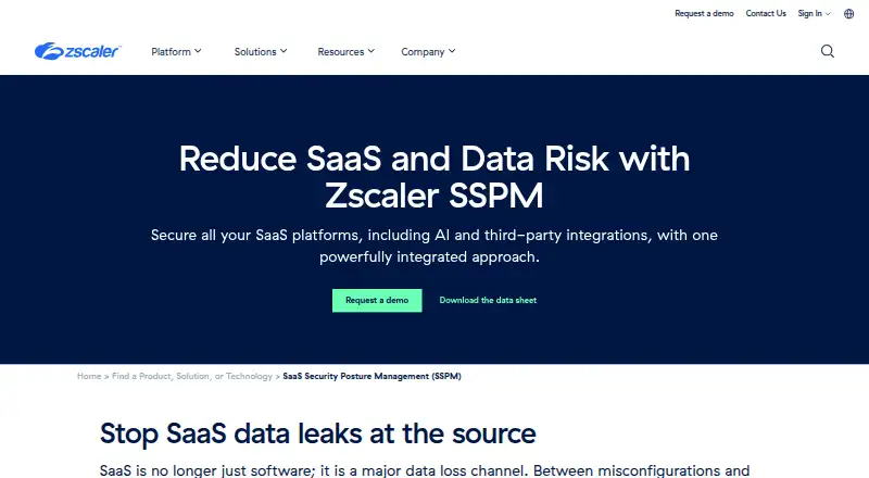 Zscaler Advanced SSPM's own site