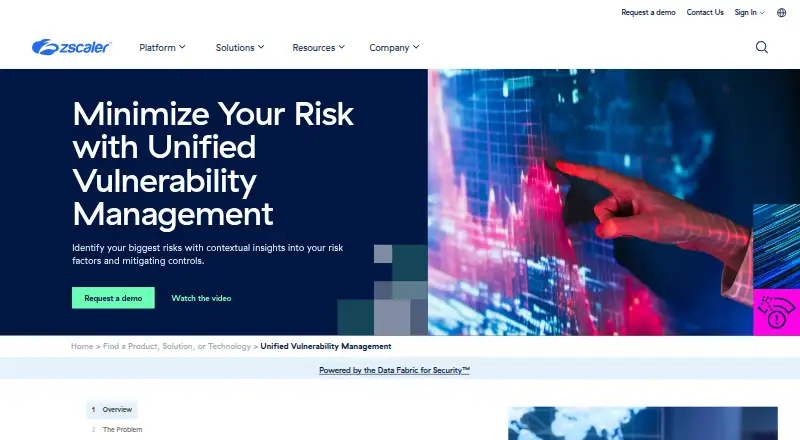 Zscaler Unified Vulnerability Management's own site