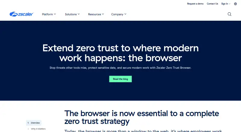 Zscaler Zero Trust Browser's own site