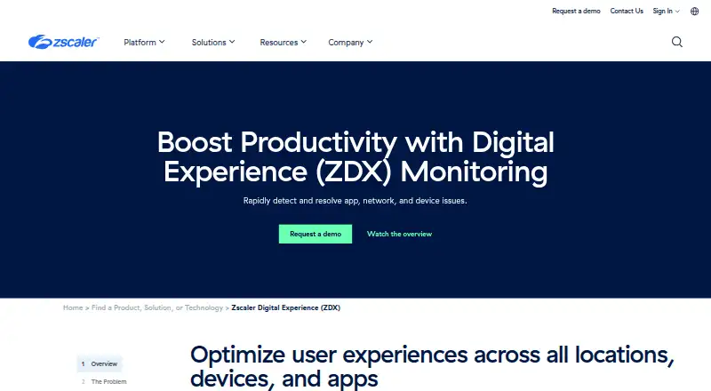 Zscaler Digital Experience's own site