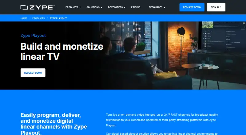 Zype Playout's own site