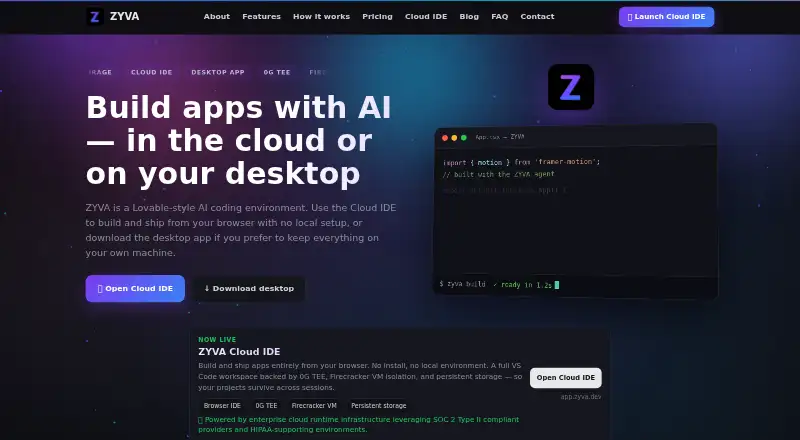 ZYVA Cloud IDE's own site